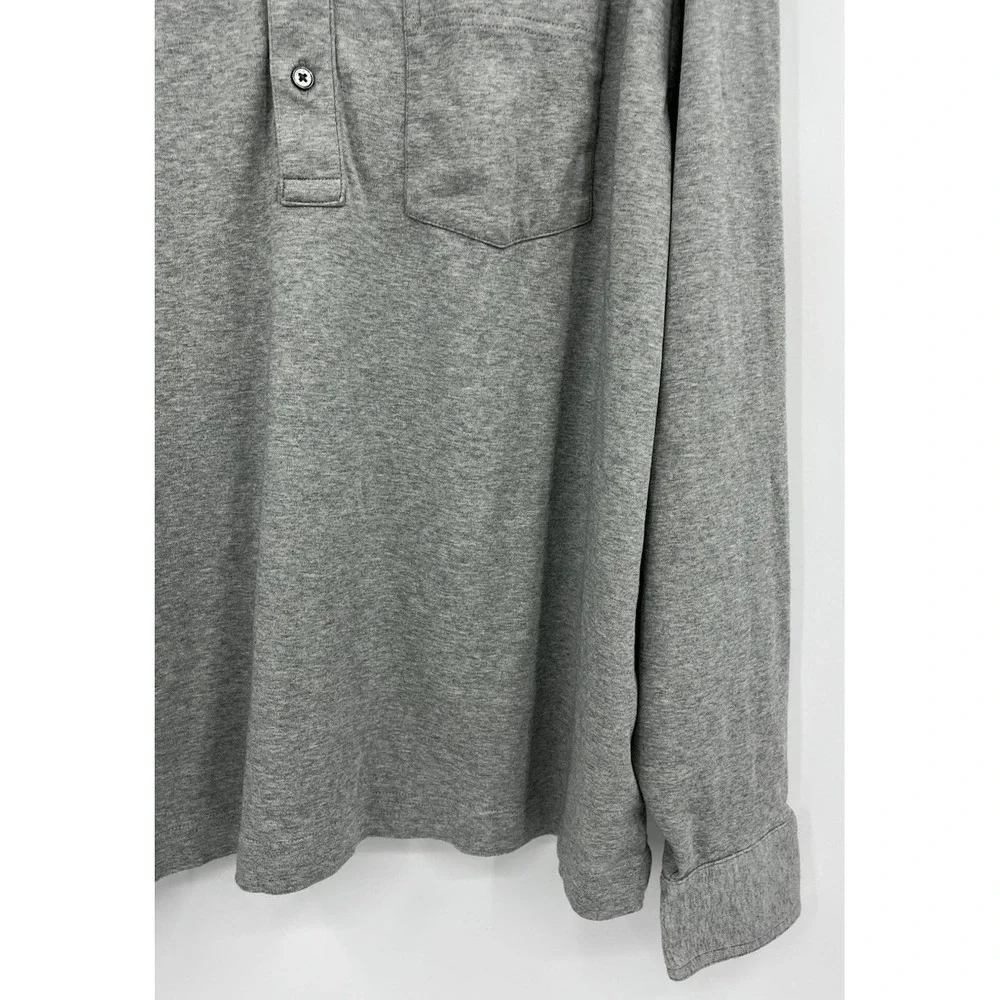 Banana Republic Men's Long Sleeve Luxe Pocket Polo Shirt Size XL Gray Heather